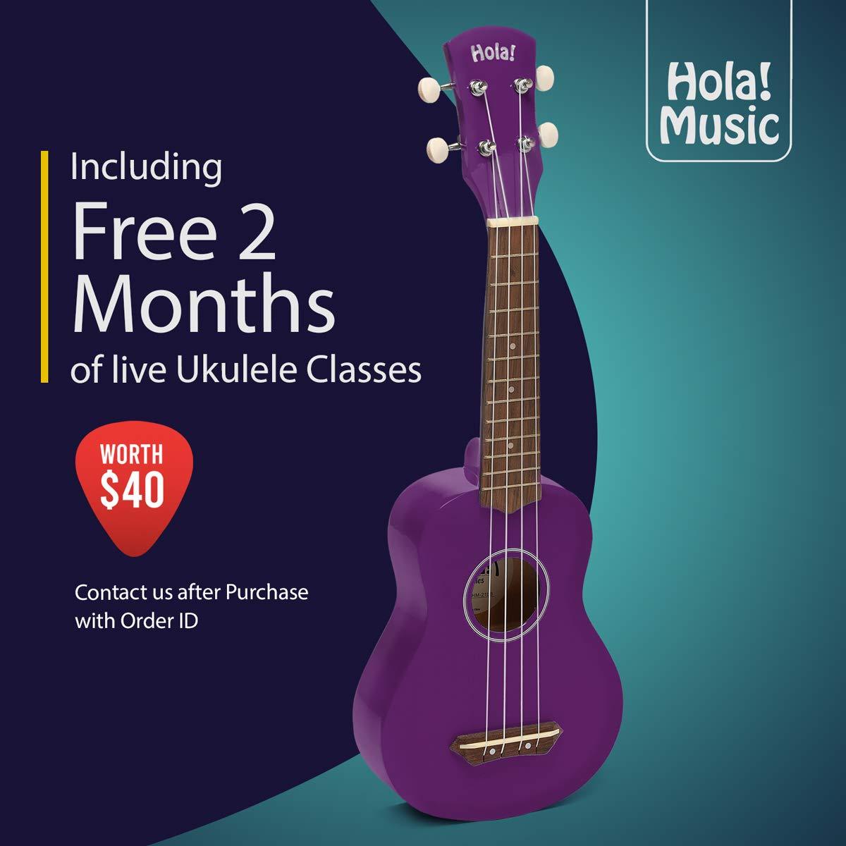 Hola! Music Ukuleles for Adults, Kids & Beginners - 21 Maple Soprano  Ukulele w/Bag & More - Purple 