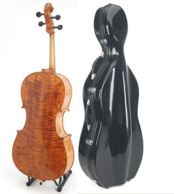 Cecilio CCO-600 Ebony Fitted Hand Oil-Rubbed Highly Flamed Solid Wood Cello, Size 4/4 (Full Size)