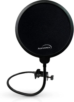 Auphonix Pop Filter Screen for Microphones - Gooseneck Clamps Compatible with Blue Yeti Microphone