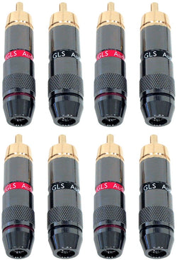 24K Gold RCA Plugs and Connectors - 8 Pack