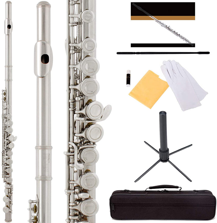 Mendini by Cecilio Premium Grade C Flute with Stand, Book, Deluxe Case and Warranty