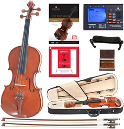 Cecilio CVN-200 Solidwood Violin with D'Addario Prelude Strings