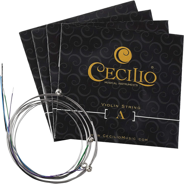 Cecilio 4 Packs of Stainless Steel 4/4-3/4 Violin Strings Set (Total 16 Strings)