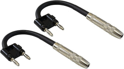 Female 1/4" to Banana Plug Adapter Cables 6" - 6 Inch Gender Changer 2 PACK