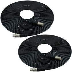 Mic Cable XLR-M to XLR-F - 50ft Black - 2 Pack