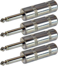 1/4" Jumbo Plug Male Connector - 4 Pack