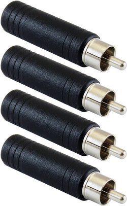 Molded 1/4" Female to RCA Male Connector Adapter - 4 Pack Adapters