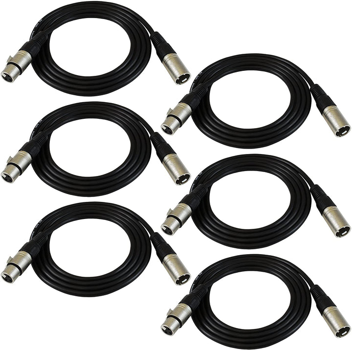 XLR-M to XLR-F Patch Snake Cables - 6 Pack