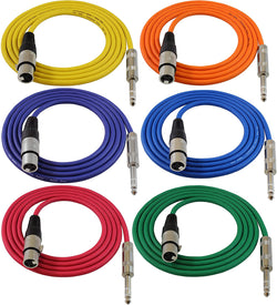 1/4" TRS to XLR-F Patch Snake Cables - 6 Pack