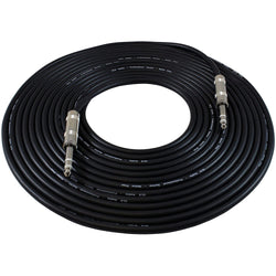 1/4" TRS to 1/4" TRS Patch Snake Cables - 25ft Black - Single